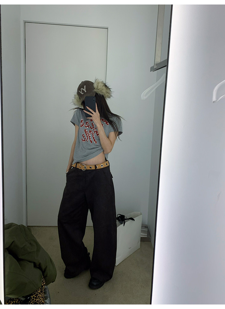 牙套大汪【kissme】Женская хлопковая футболка с рождественским красным принтом в американском ретро стиле