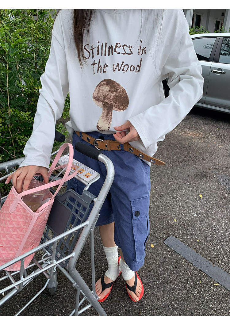 【小蓝莓】Плотные винтажные сине-фиолетовые свободные капри с большими карманами