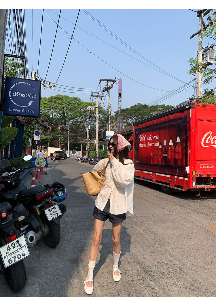 牙套大汪 【Французский белый лунный свет】 Винтажная рубашка с кружевным воротником и объемными рукавами в корейском стиле