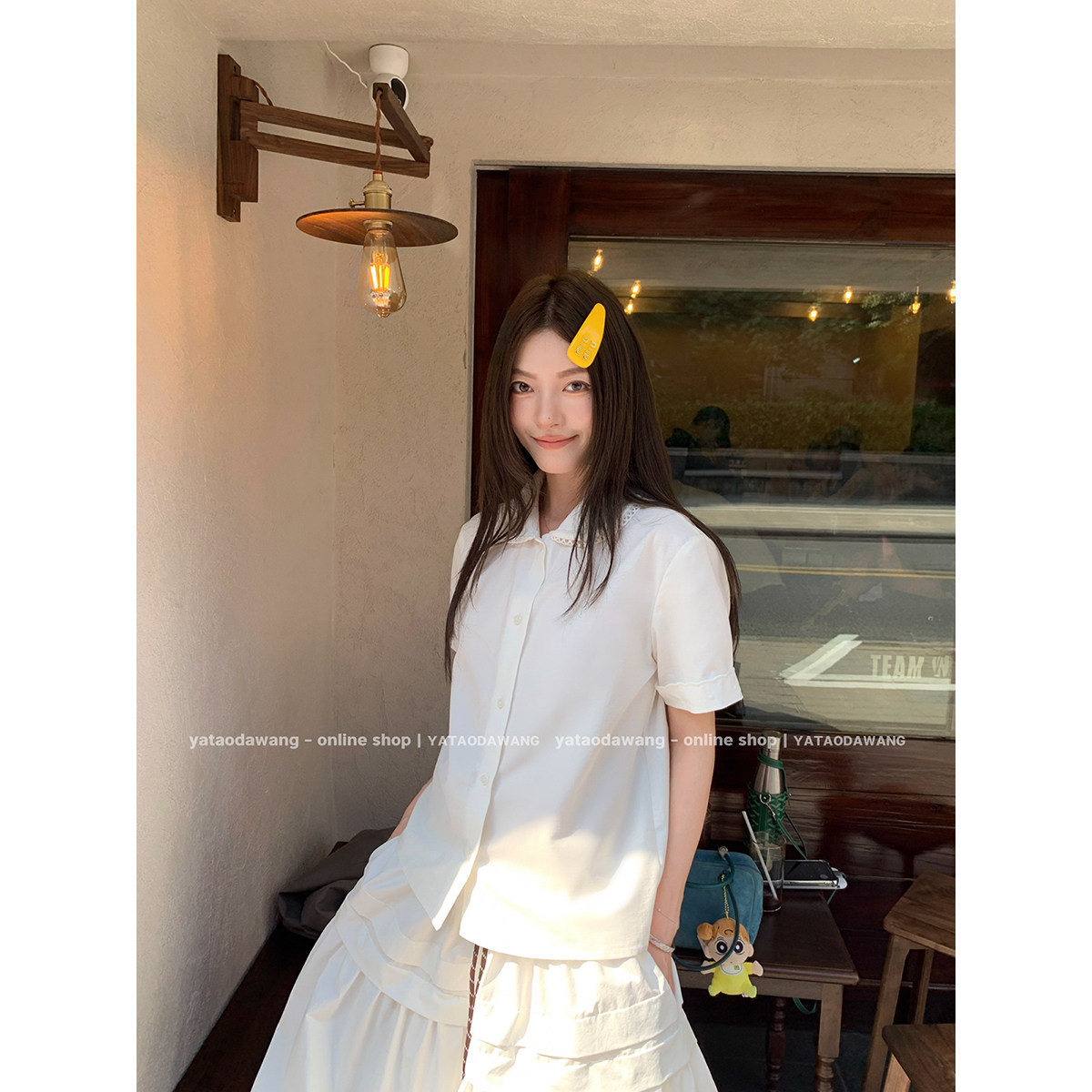 Женский комплект miu - белая рубашка с короткими рукавами и юбка в корейском стиле