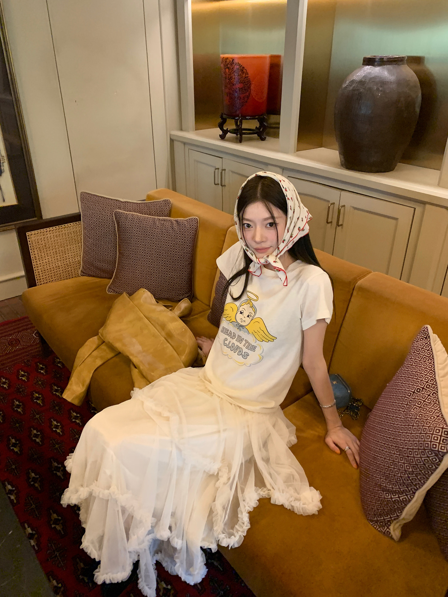 牙套大汪【仙德瑞拉】длинная юбка из сетки с неправильными кружевными краями и дизайнерской отделкой