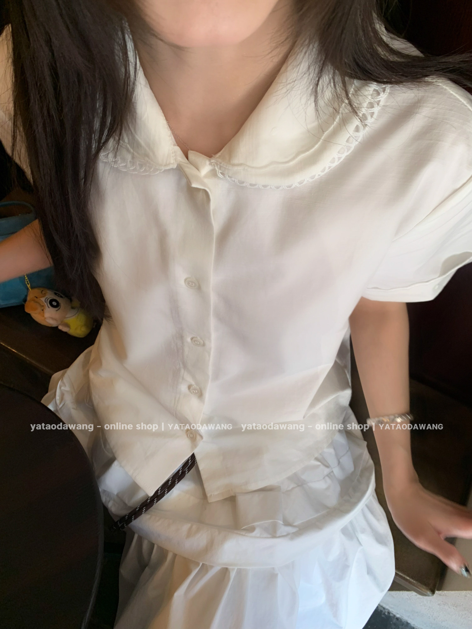 Женский комплект miu - белая рубашка с короткими рукавами и юбка в корейском стиле