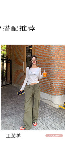 牙套大汪 【Basic Fashionista】 Состаренная футболка с длинными рукавами с потертым принтом букв