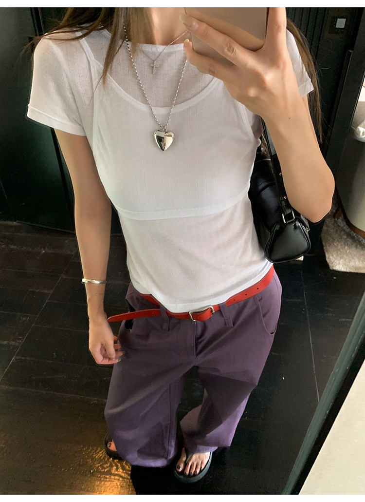 牙套大汪 Стильный комплект из двух предметов с майкой в корейском стиле