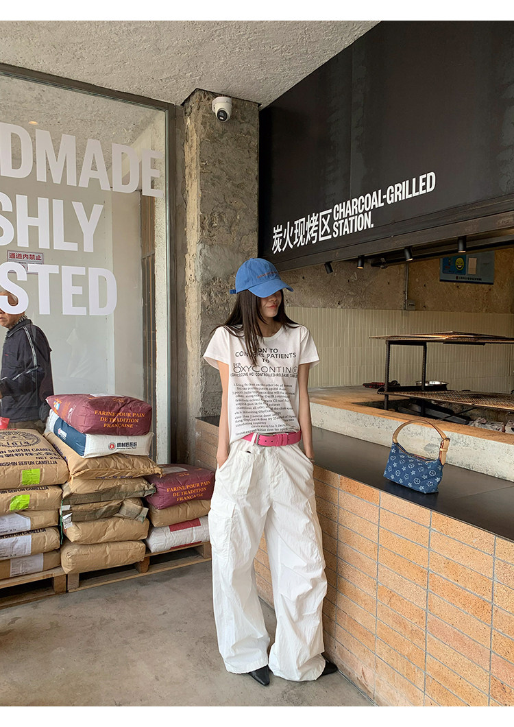 牙套大汪 [Буквенная формула] Повседневная футболка с коротким рукавом с принтом букв универсальная блуза