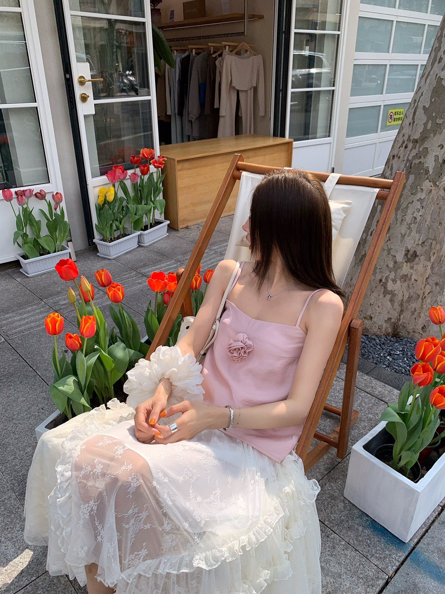 牙套大汪【花朵礼记】топ с объемными цветами розового цвета, регулируемые бретели