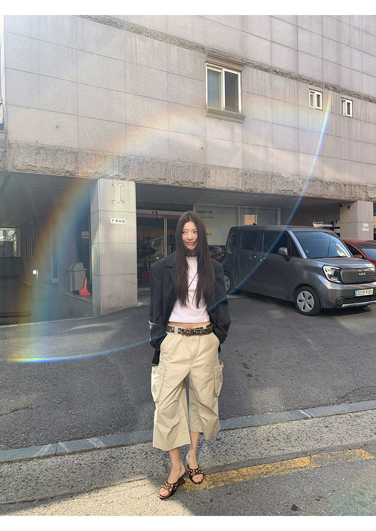 牙套大汪 【City Walk 神裤】укороченные карго брюки с кулиской и множеством карманов для городских прогулок