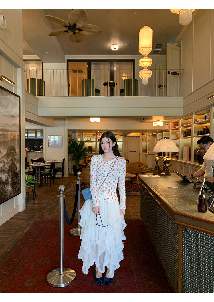 牙套大汪【仙德瑞拉】длинная юбка из сетки с неправильными кружевными краями и дизайнерской отделкой