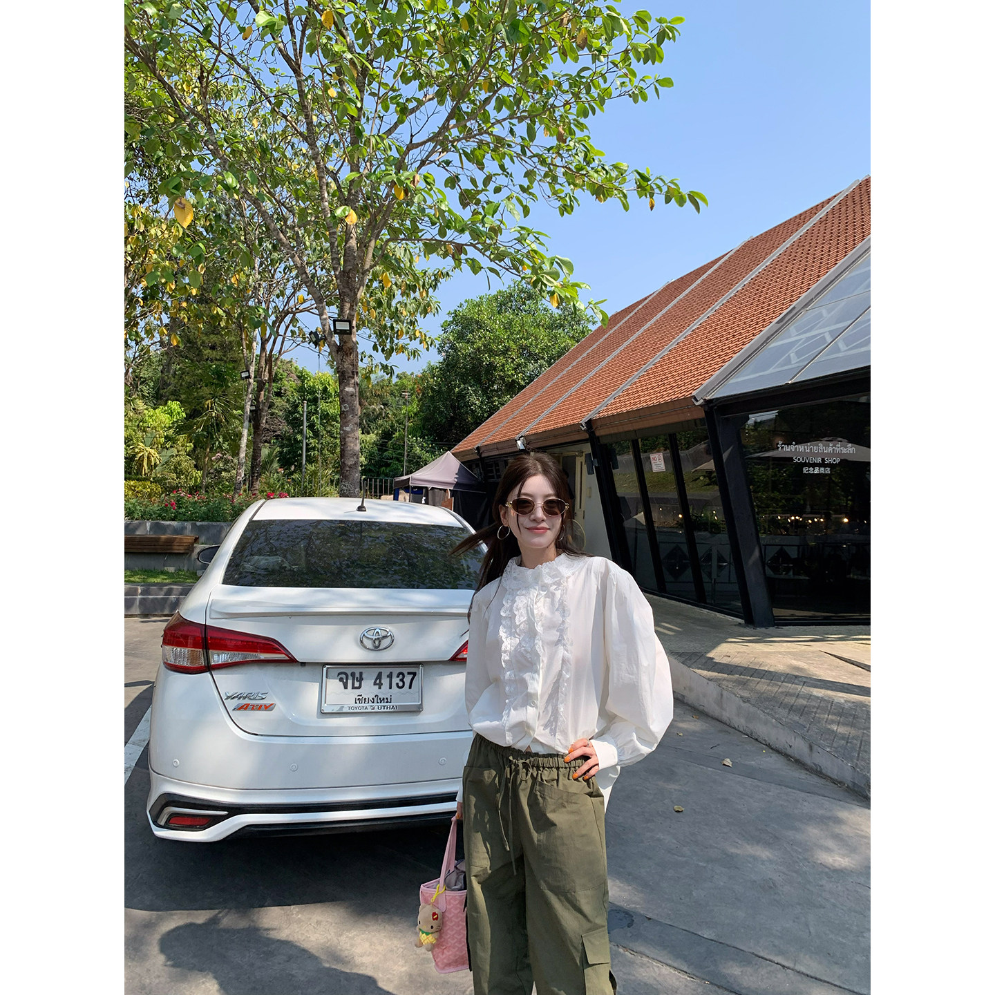 牙套大汪 【Французский белый лунный свет】 Винтажная рубашка с кружевным воротником и объемными рукавами в корейском стиле