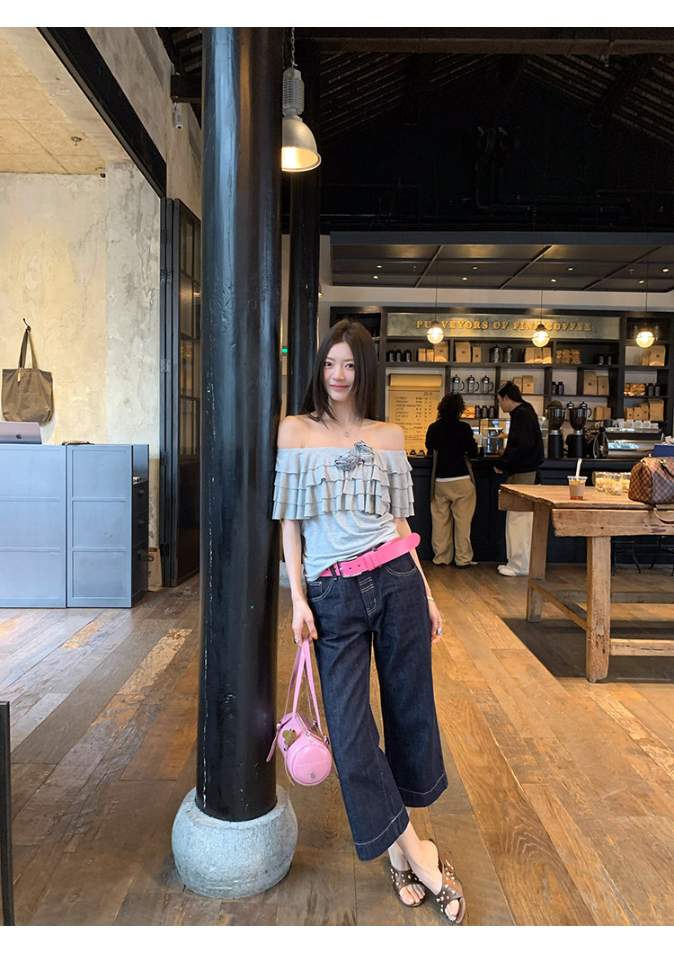 牙套大汪 25 лиоцелл эластичная дизайнерская футболка серая без рукавов короткая стройнящая изысканная универсальная блузка