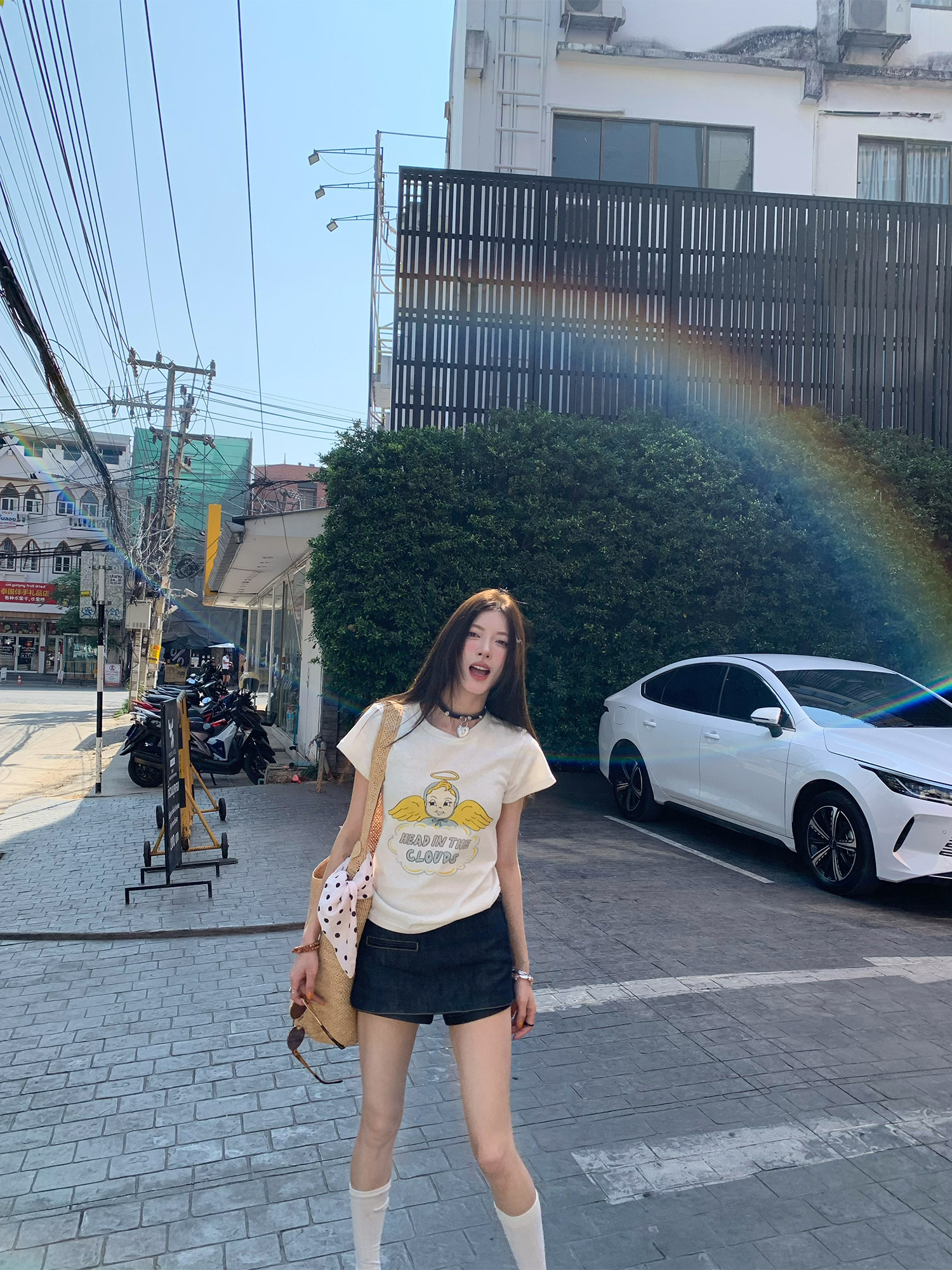 牙套大汪 【Sweet Cool Denim】 джинсовая мини-юбка с заниженной талией оригинального денимового цвета