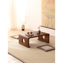 Genji Muyu solid wood tatami coffee table bay window table Kang table balcony small table simple tatami tea table a46