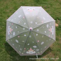 Long handle painting straight handle sketching growth transparent umbrella large size for children and students strong thickened color painting couple