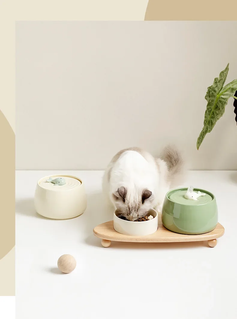 Поилка для кошек и собак 1.3 l ceramic cat water fountain usb charging pet water feed House music beauty home