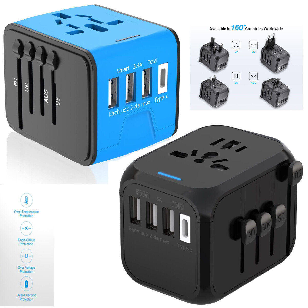Universal Travel Adapter with 3 USB & Type-C Ports - Taobao product photo 7