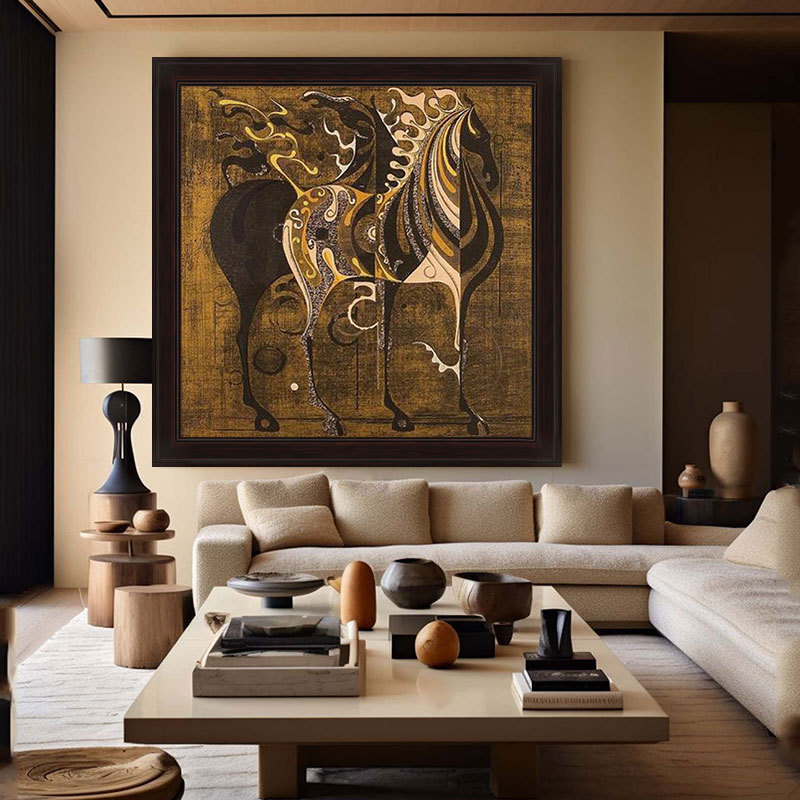 Medieval Style Horse Hand-Painted Oil Painting, Success Is Assured, Living Room Decorative Painting, American Abstract Retro Entrance Hall Tea Room Hanging Painting Medieval Style Horse Hand-Painted Oil Painting, Success Is Assured, Living Room Decorative Painting, American Abstract Retro Entrance Hall Tea Room Hanging Painting