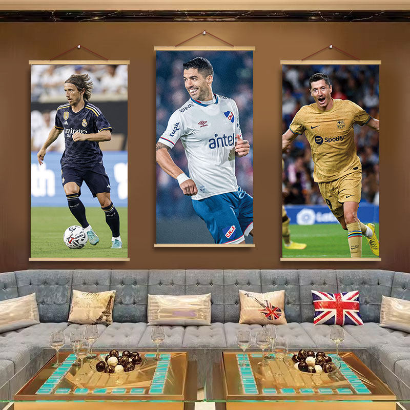 Messi Wall Art Football Star Poster Sports Betting Shop Wall Decoration World Cup Championship C. Ronaldo Mbappé Decorative Cloth