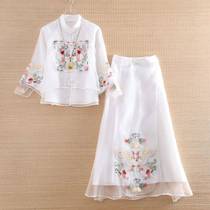 Single piece plus size womens improved Han clothing womens summer 2024 new retro republic of China style Tang suit dress trend