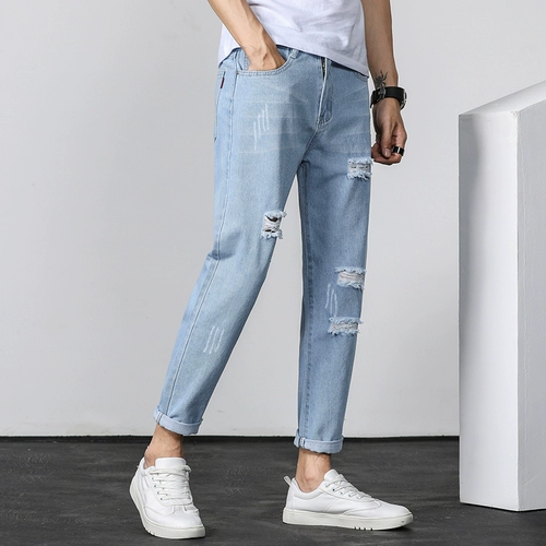 Демисезонные джинсы, заплатка для ремонта пятки, трендовые универсальные осенние штаны, облегающий крой, в корейском стиле