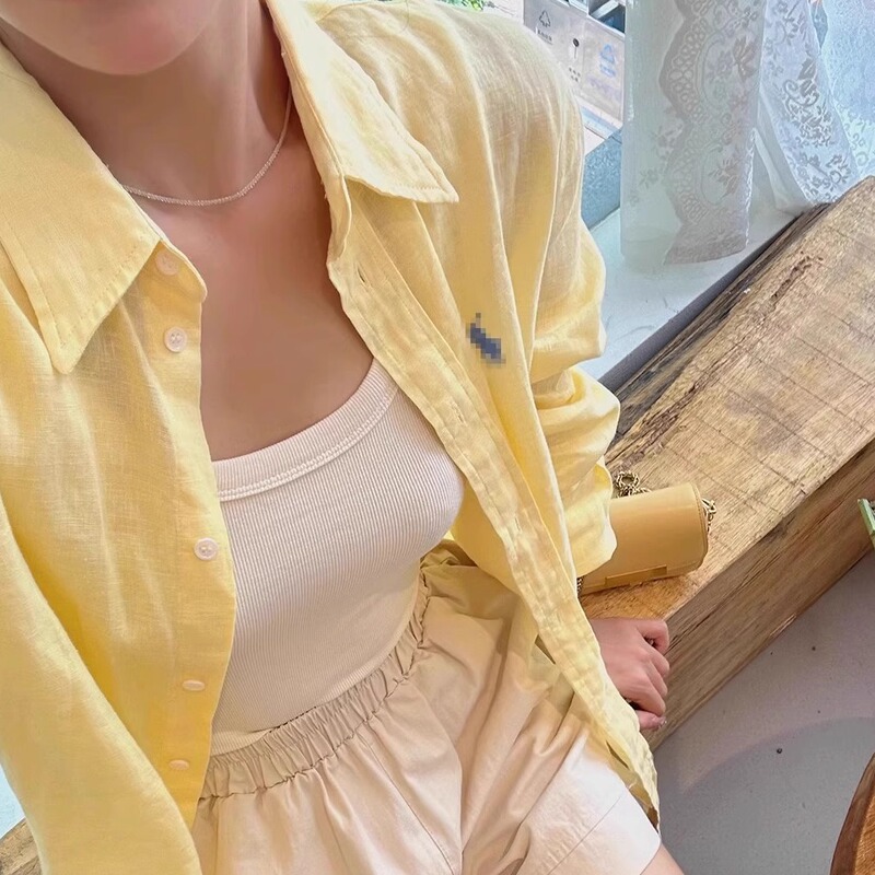 Little Pony Embroidered Linen Shirt * Old Money American Style Sun Protection Jacket Spring/Summer Women's Shirt Versatile Loose Fit Slimming Effect