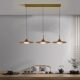 Nordic Black Walnut Dining Room Chandelier, Modern Minimalist Single-Head Designer Style, All-Copper Bar Table Three-Head Chandelier