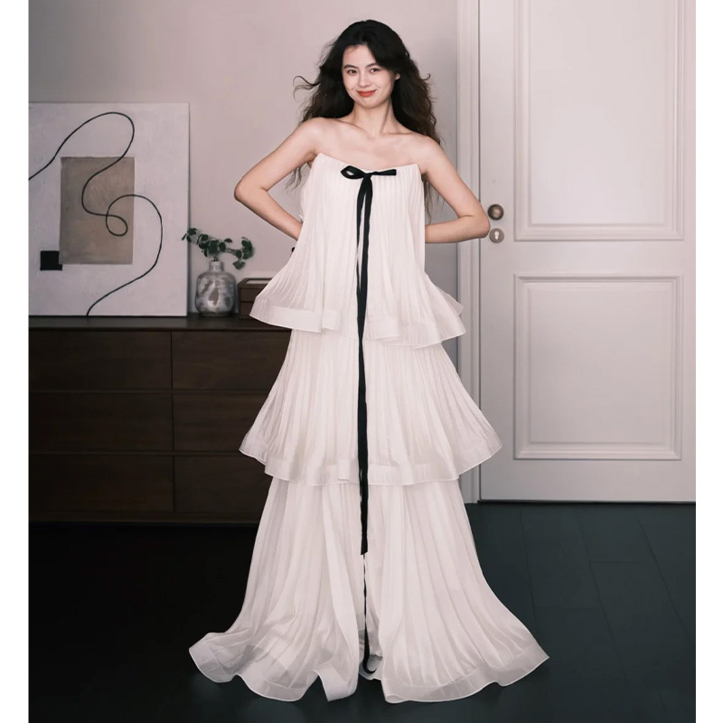 French-Style High-End White Niche Strapless Engagement Wedding Dress Robe 2026 New Birthday Party Dress French-Style High-End White Niche Strapless Engagement Wedding Dress Robe 2026 New Birthday Party Dress