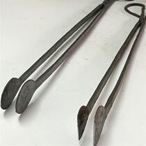 Carbon tongs kitchen sesame cake special long outdoor iron handle clip coal charcoal fire long household fire tongs extended flat head tool
