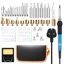 37 pieces electric soldering iron engraving set 60W adjustable temperature alphanumeric template pyrography engraving tool kit