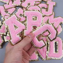 Pink Letters Alphabet Sequins Towel Embroidered Chenille Pat
