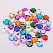 8mm 10mm 12mm 15mm Round Acrylic Flat Back Rhinestone 2 Hole