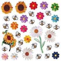 Clothing Women Men Diy Embroidery Flower Patch Bee Sunflower