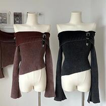 Fashion Simple Classical Knitted Sweater Slash Neck Off Shou