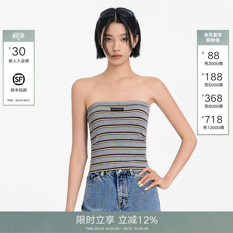 [Same Style as Cai Yilin and Shen Yue] Called Back Tube Top Women's 2026 Autumn Striped Sleeveless Top