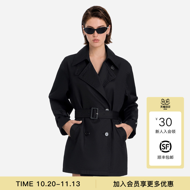 Called Back Lyocell Cotton Blend Double-Breasted Trench Coat for Women 2026 Autumn New British Style Waist-Cinching Jacket
