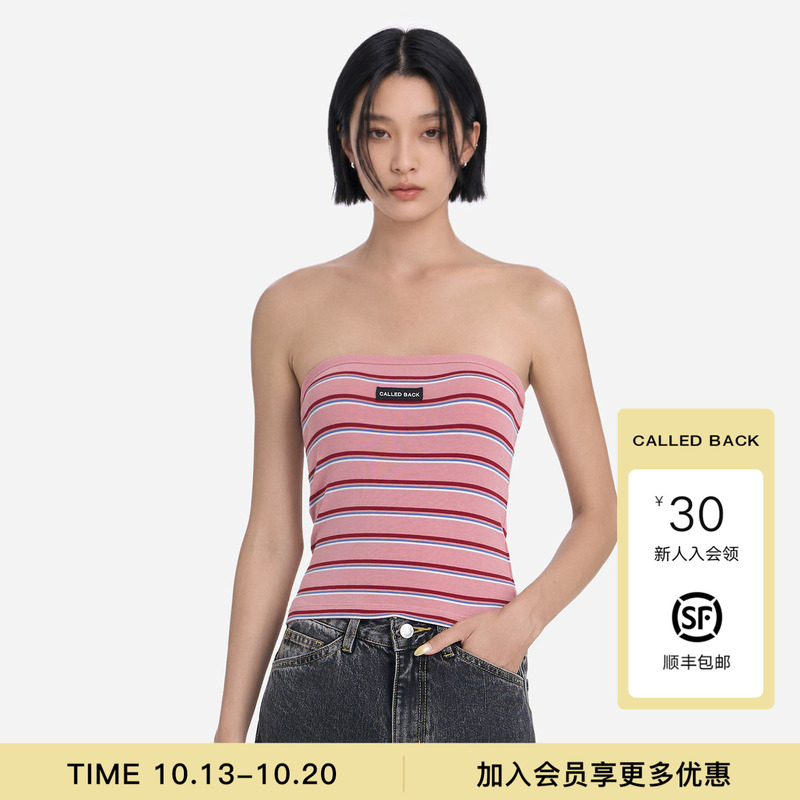 [Same Style as Cai Yilin and Shen Yue] Calledback One-Piece Tube Top Women's 2026 Striped Sleeveless Top