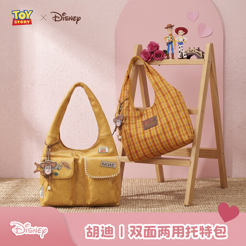 Disney Genuine Toy Story Series Woody Western Style Double-Sided Tote Bag Retro Large Capacity Shoulder Bag Disney Genuine Toy Story Series Woody Western Style Double-Sided Tote Bag Retro Large Capacity Shoulder Bag