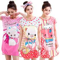 Cross-border e-commerce pajamas live broadcast new summer cartoon womens nightgown cute short-sleeved one-piece home wear skirt