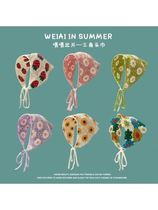 Womens headscarf with triangular headband taking pictures at the seaside Korean headscarf Xinjiang travel wear headscarf white lace