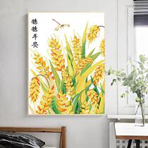 Large grid cross stitch cotton thread self-embroidery living room large vertical printing cross stitch new year-round safe wheat ear picture