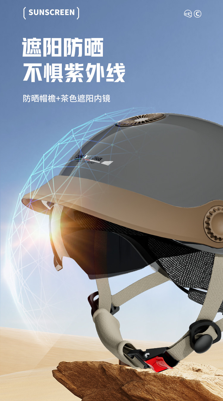 3C Certified Electric Motorcycle Helmet with Fan, Sun Protection