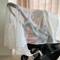 Korean ins stroller mosquito net full-cover universal baby embroidered gauze stroller summer anti-mosquito cover breathable
