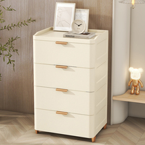 Imitation leather storage cabinet drawer-type household bedside storage cabinet living room plastic storage cabinet cream style five-drawer cabinet