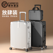 Luggage 2023 new style female student travel universal wheel 24-inch large capacity aluminum frame male password trolley leather box