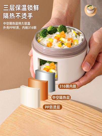 Isolierte Lunchbox aus deutschem 316L-Edelstahl, tragbar, mikrowellengeeignet, Suppenbox für Büroangestellte mit Deckel, luftdicht, frisch und antibakteriell