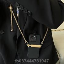 Feeling cross-back high-end chain hanging mobile phone diagonal lanyard womens cocoa advanced adjustable chain mobile phone chain