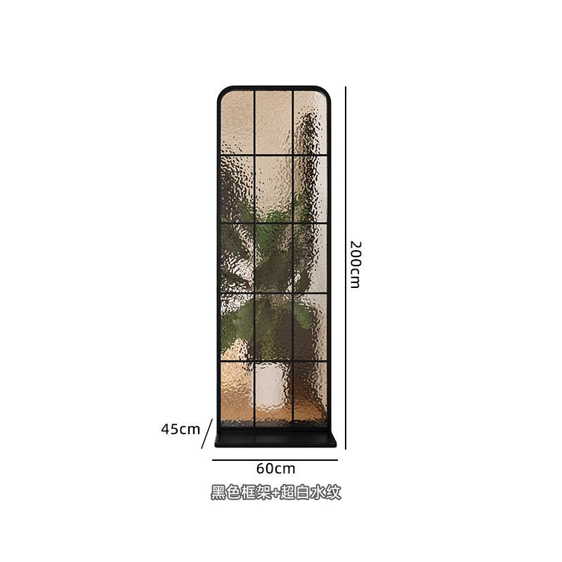 French-Style Movable Long Rainbow Glass Partition, Light Luxury, No-Drill Installation, Water Ripple Arch Screen for Entryway Facing the Door