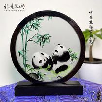 Shu embroidery panda embroidery Su embroidery pure handmade double-sided embroidery ornaments Chinese characteristic gifts for foreigners craft souvenirs