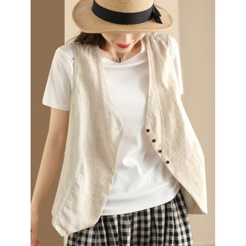 Japanese Retro Old Money Style Vest for Women, Summer Thin Loose Sleeveless Cardigan Outerwear Top Japanese Retro Old Money Style Vest for Women, Summer Thin Loose Sleeveless Cardigan Outerwear Top