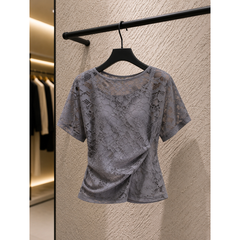 New Chinese-Style National Style Lace Hollow Embroidery Top for Women, Summer New Loose Fit, Slimming, Tummy-Covering, Versatile Casual Blouse New Chinese-Style National Style Lace Hollow Embroidery Top for Women, Summer New Loose Fit, Slimming, Tummy-Covering, Versatile Casual Blouse