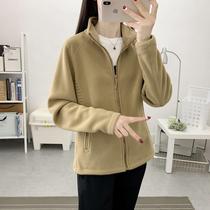 Polar fleece jacket for men outdoor autumn and winter warm jacket fleece liner punched double-sided fleece cardigan sweatshirt for women trendy